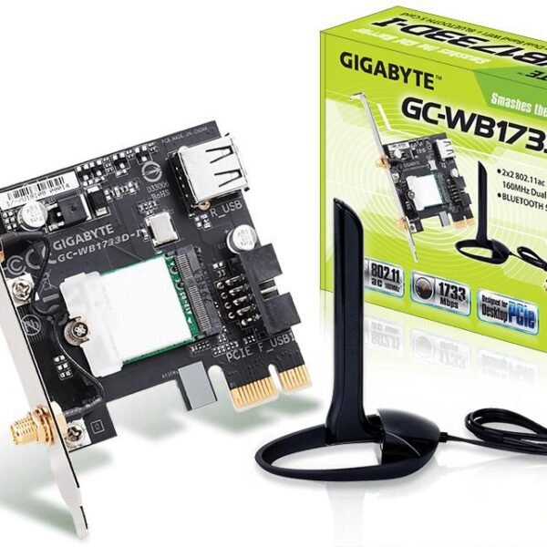 WLAN & Bluetooth 5.0 (PCIe x1) GC-WB1733D-I, Internal,  Wireless, PCI Express, WLAN / Bluetooth, Wi-Fi 5 (802.11ac), 1733 Mbit/s
