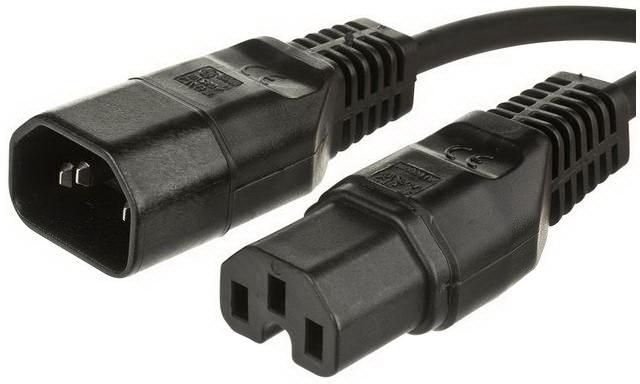 Img_9276494.jpg Jumper Cable C14 - C15 1m Black, MAX. current: 10A H05VV-F3x1.5mm2 CU, Male-Female - Image 1