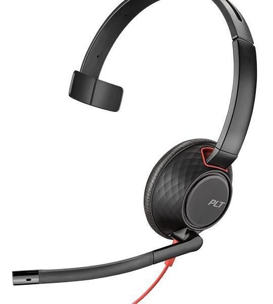 Blackwire 5210 - 5200 Series re 5210, Headset, Head-band,  Calls/Music, Black, Red, Monaural, In-line control unit