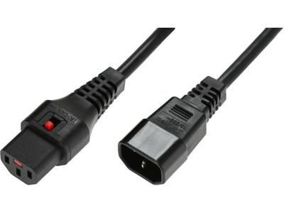 Img_9403901.jpg Powercord C13 IEC Lock - C14 black 3m, PC1022 Powercord C13 IEC Lock - C14 black 3m, PC1022 - Image 1