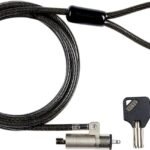 Security lock with keys for  K-Slot ?4.5mm x 180cm  Cut-resistant 7x7 twisted strand carbon steel, Black ?4.5mm x 180cm