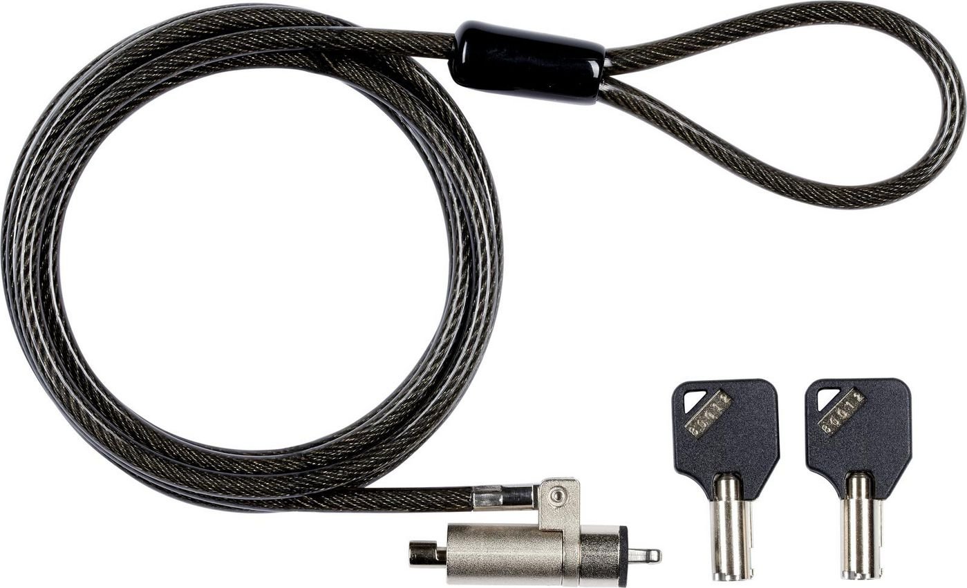 Img_9446619.jpg Security lock with keys for K-Slot ?4.5mm x 180cm Cut-resistant 7x7 twisted strand carbon steel, Black ?4.5mm x 180cm - Image 1