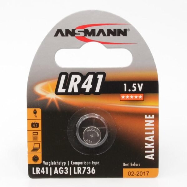 Battery LR41, 1.5 V, Alkaline 1pcs/pack