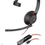 Blackwire 5210 C5210 USB C re 5210, Headset, Head-band,  Calls/Music, Black, Red, Monaural, Button