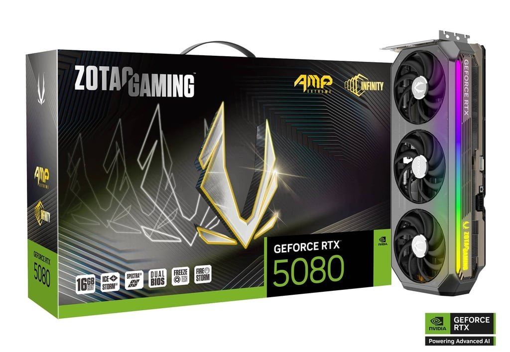 zt-b50800b-10p-image01 Zotac GeForce RTX 5080 AMP Extreme Infinity 16GB GDDR7 DLSS4 - Image 1